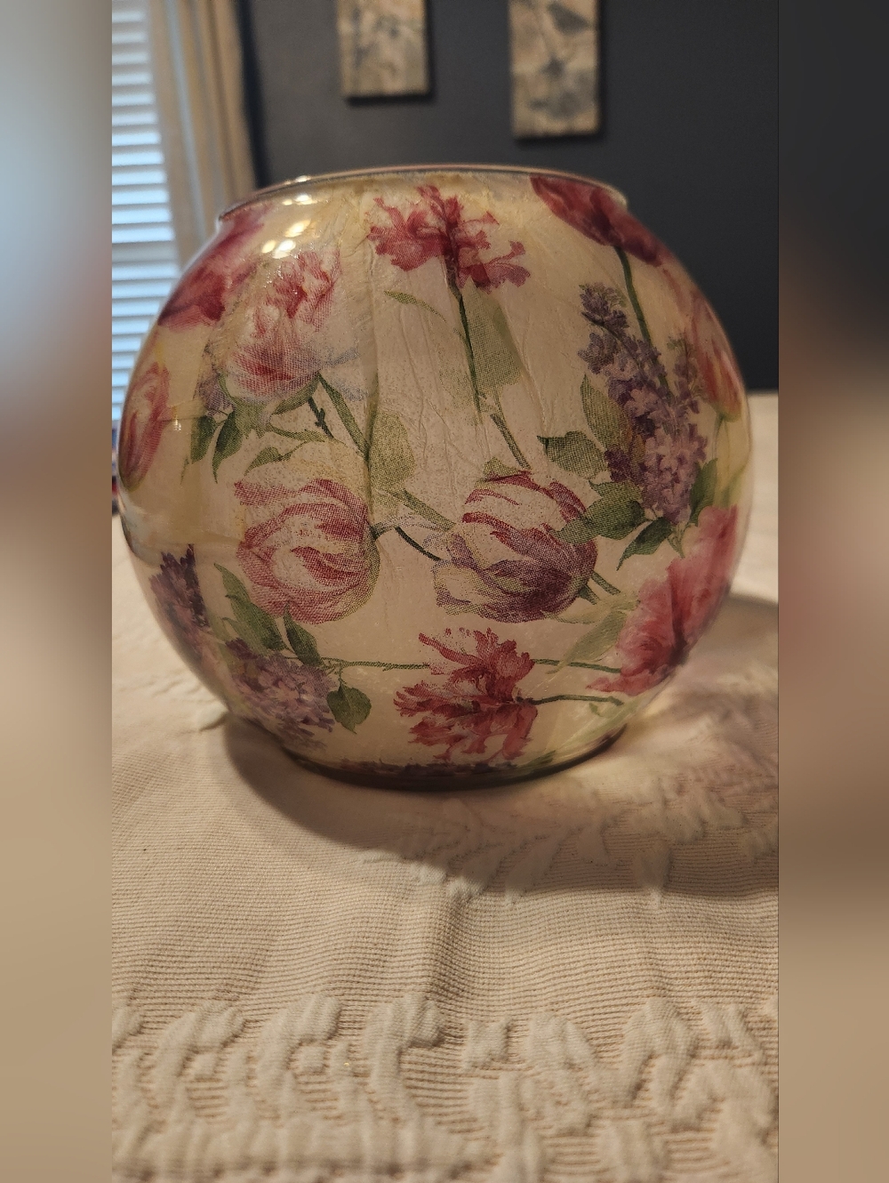 Romance Light Floral Glass Globe Vase in Pink and Purple